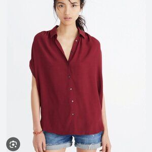 Madewell Central Drapey Shirt Burgundy Small NWOT